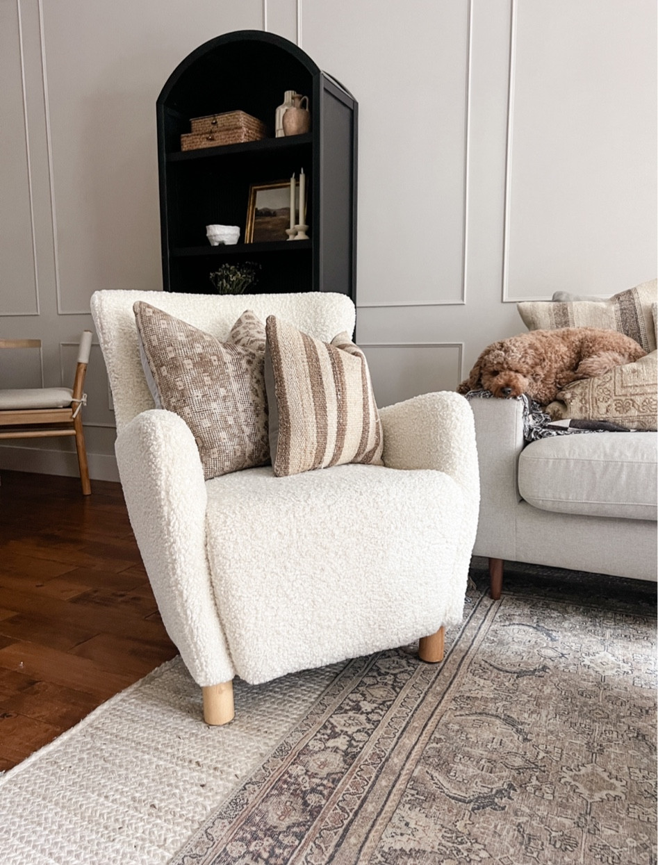 This Sherpa arm chair brings the coziest warmed vibes to my living room decor! 

#LTKhome #LTKFind