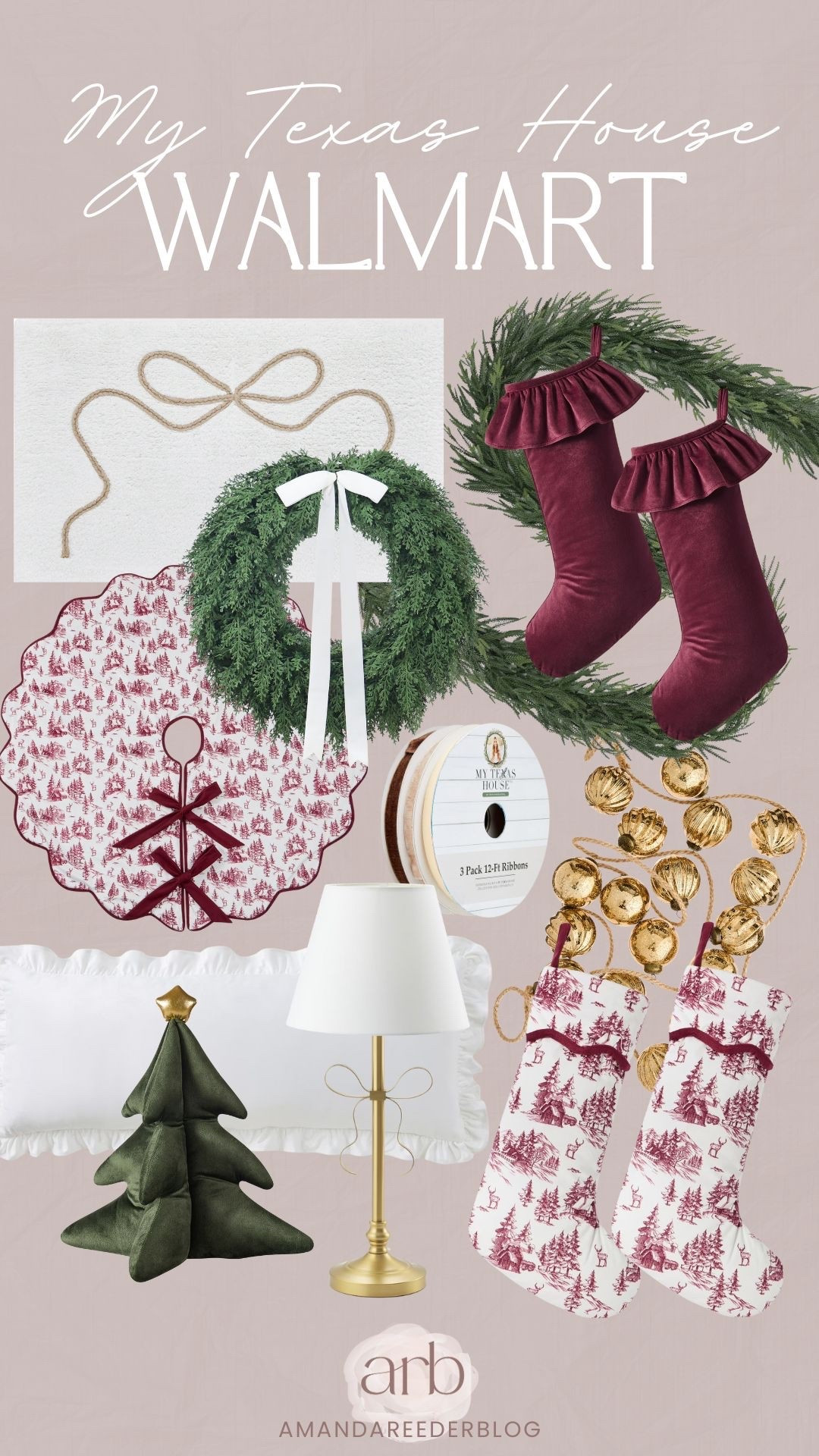 My Texas House Christmas finds at Walmart 🎀🌲 The prettiest classic pieces for an affordable yet timeless holiday look!

Walmart holiday decor, My Texas House Christmas, affordable Christmas decor, classic holiday style, burgundy Christmas stockings, wreath with ribbon, holiday tree skirt, gold bells, neutral Christmas aesthetic, Walmart home finds, holiday ribbon set, cozy Christmas home

#LTKFindsUnder50 #LTKHoliday #LTKHome