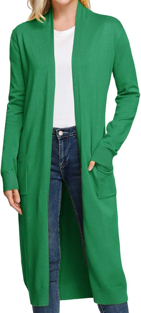 GRACE KARIN Essential Solid Open Front Maxi Long Knitted Cardigan Sweater for Women | Amazon (US)