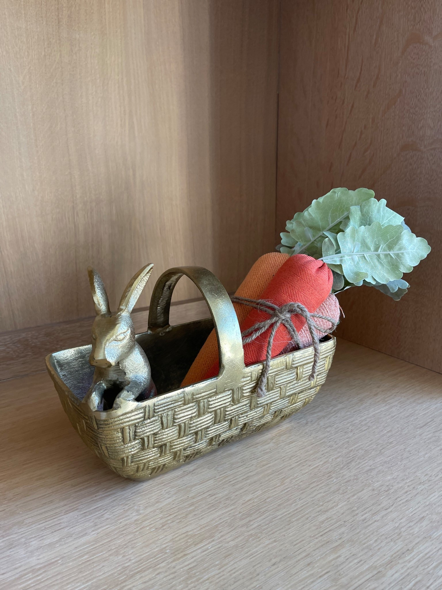 Easter and spring decor! Gold rabbit basket! 

#LTKHome #LTKSeasonal