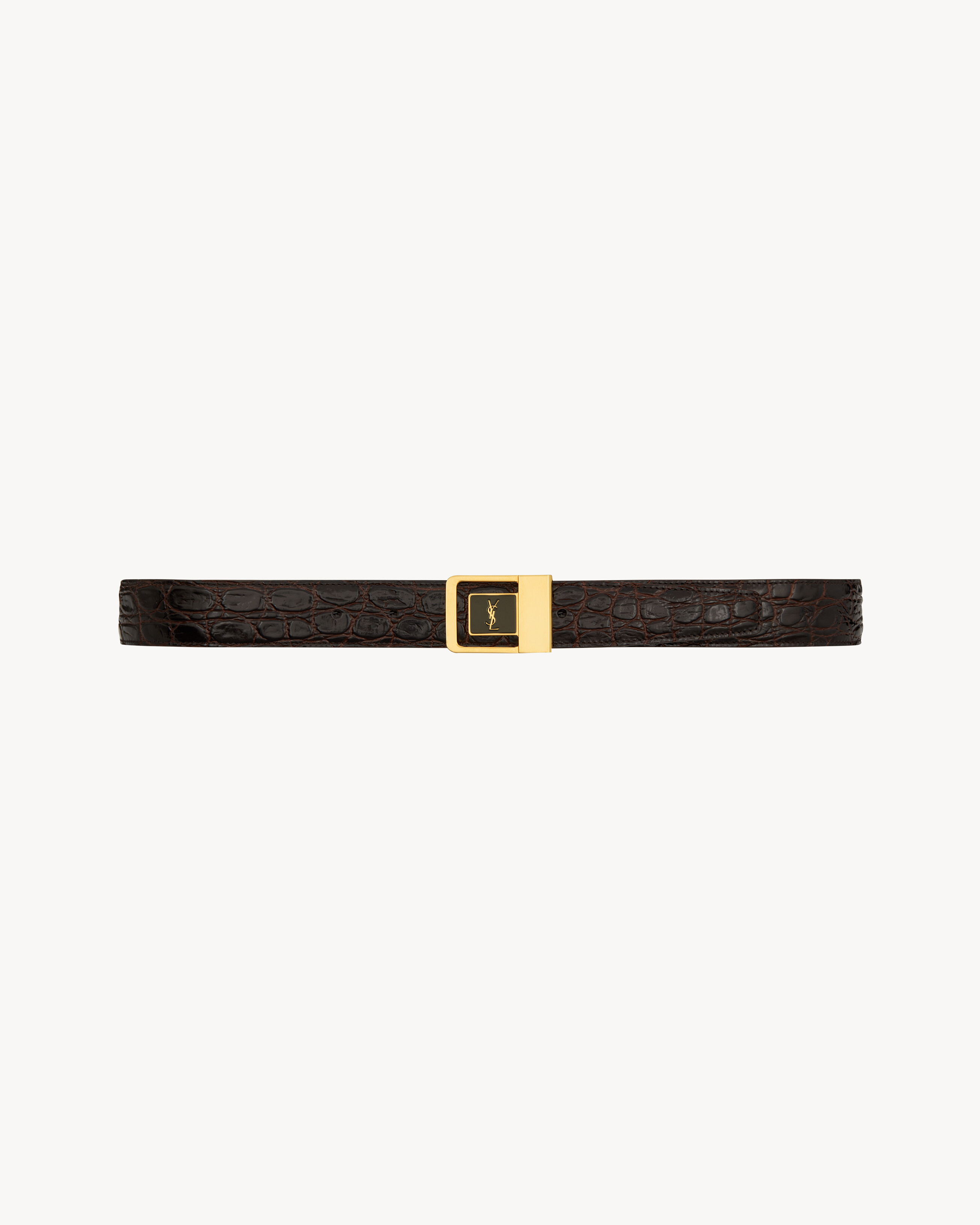 Saint Laurent La 66 Buckle Belt In Crocodile-Embossed Leather - Amber - Men - 39.5 | Saint Laurent Inc. (Global)