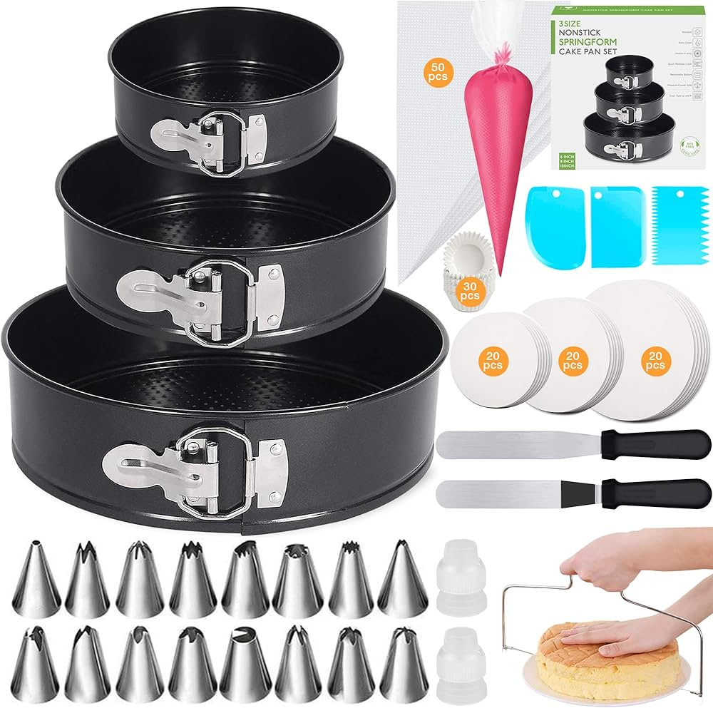 167Pcs Springform Pans Set, Nonstick Leakproof Round Cake Pans Sets Include 6/8/10 Inch Cheesecak... | Amazon (US)