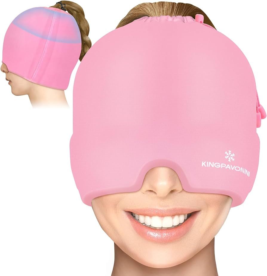 KingPavonini Ice Head Wrap, Adjustable Migraine Headache Relief Cap with Drawstring, Hot/Cold Mig... | Amazon (US)