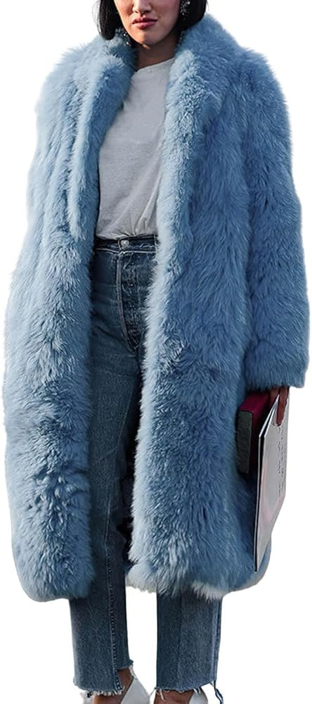 CHARTOU Women's Fluffy Faux Fur Overcoat Winter Warm Thicken Open Front Long Maxi Outwear | Amazon (US)