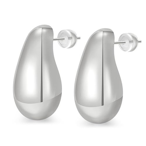 Senteria Sterling Silver Hoop Earrings Lightweight Silver Drop Earrings for Women Hypoallergenic Silver Hoops Earrings for Women Chunky Silver Earrings Teardrop Earrings | Amazon (UK)