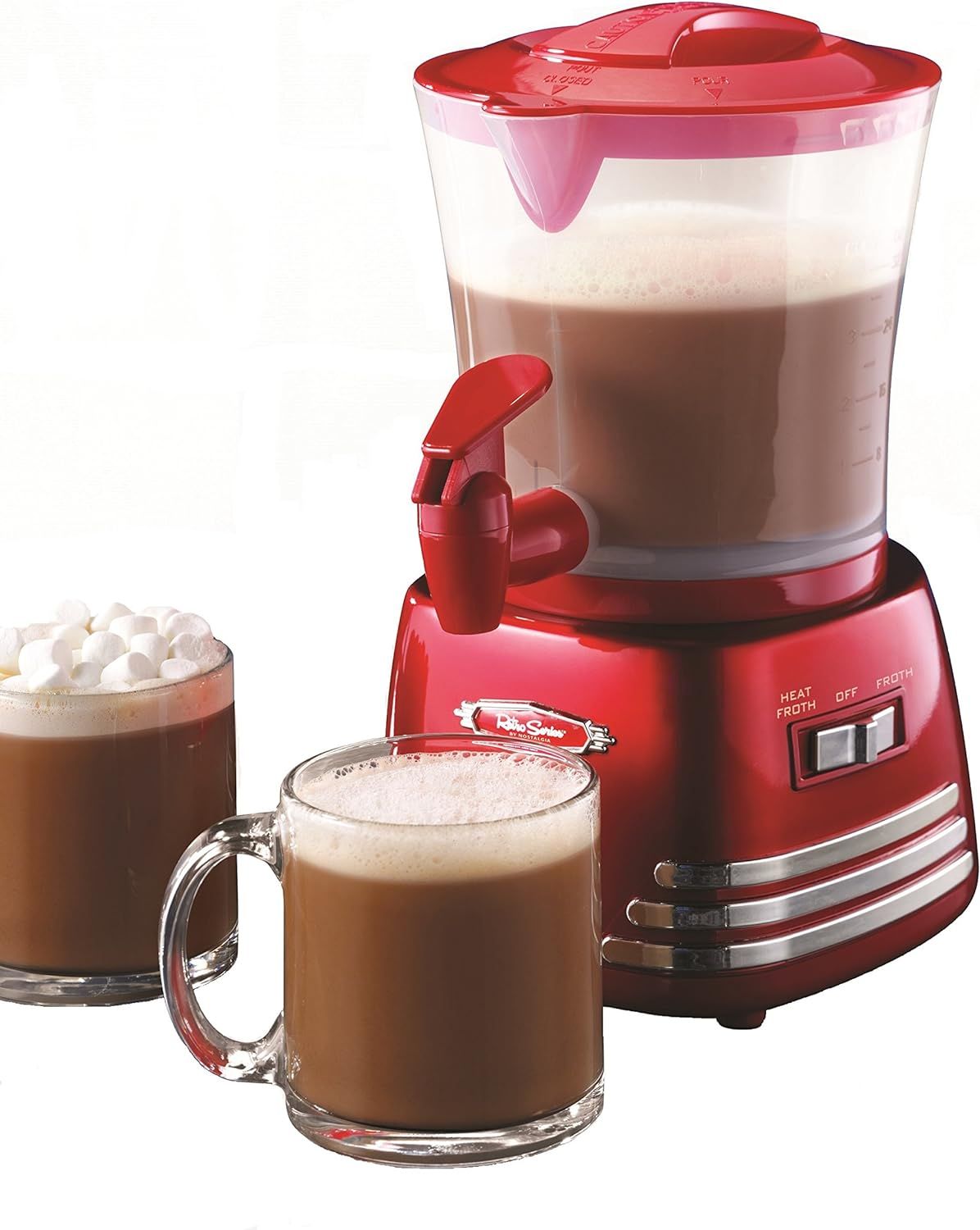 Amazon.com: Nostalgia HCM700RETRORED Retro 32-Ounce Hot Chocolate, Milk Frother, Cappuccino,Latte... | Amazon (US)