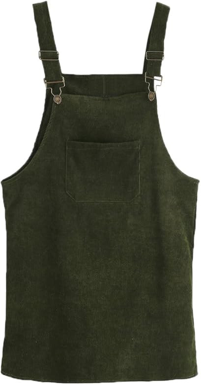 Women's Adjustable Straps Mini Corduroy Overall Dresses with Pocket | Amazon (US)