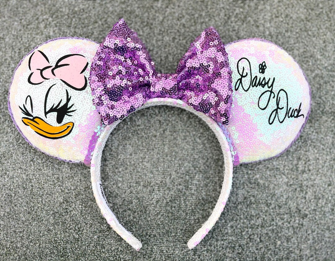 Daisy Duck Mickey Ears, Disney Ears, Mickey Ears, Sequins Holographic Mickey Ears | Etsy (US)