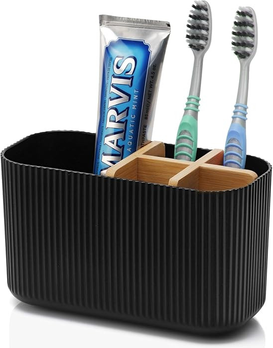Black Toothbrush Holder - Bamboo Toothbrush Holders for Bathrooms Electric Toothbrush Holder Orga... | Amazon (US)