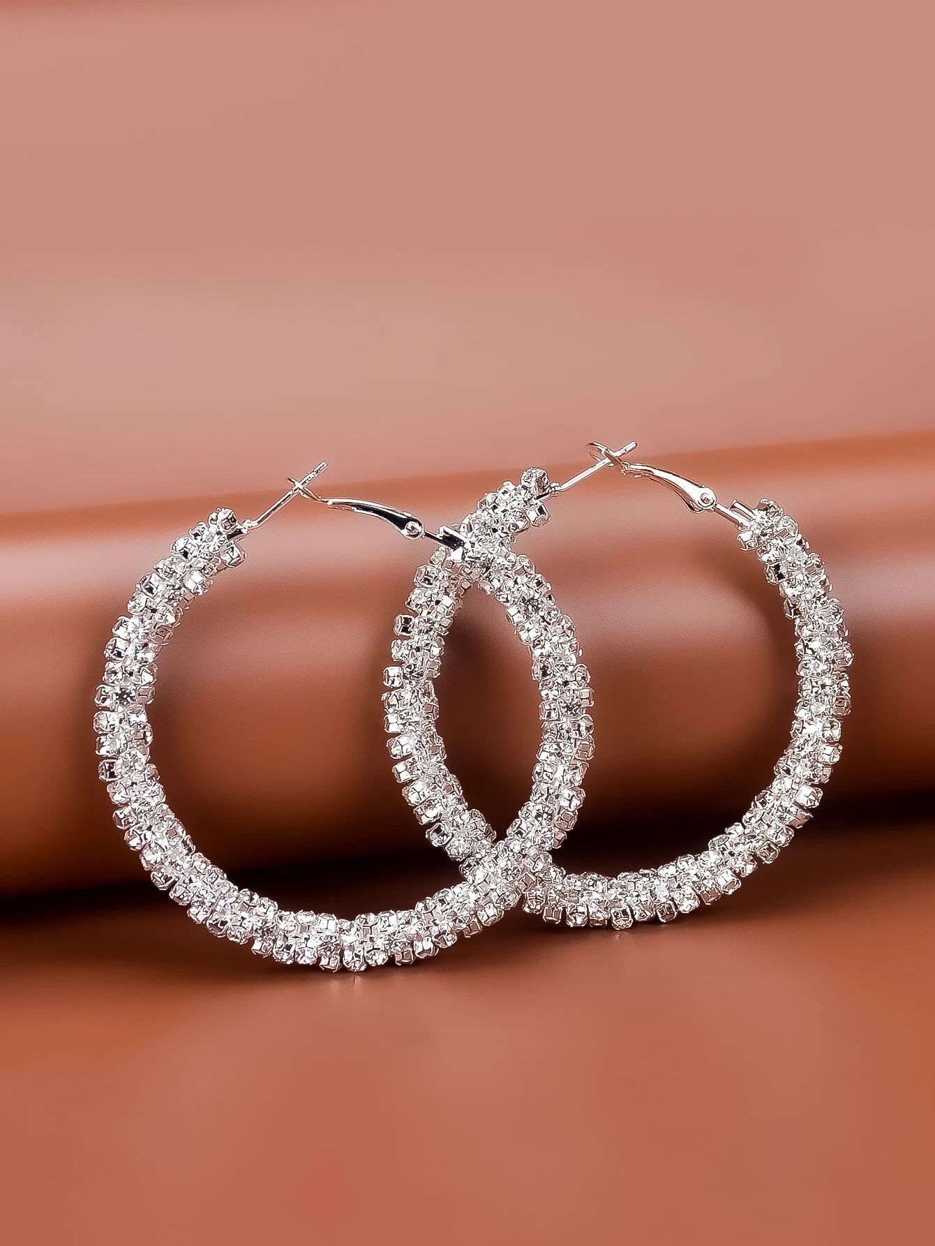 Rhinestone Decor Hoop Earrings | SHEIN