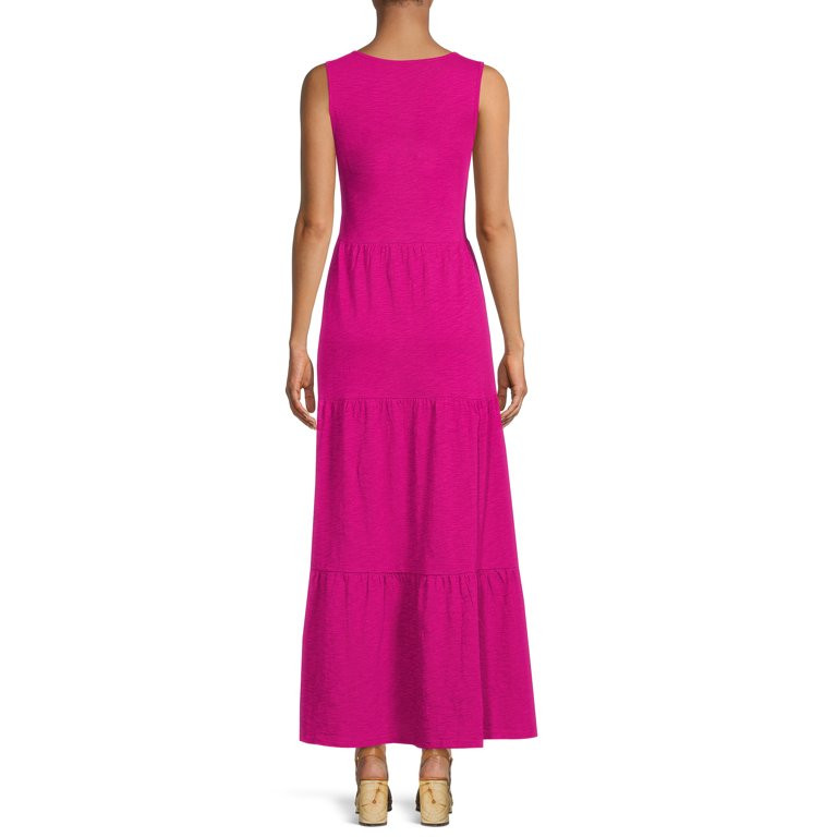 Time and Tru Women's Sleeveless Tiered Maxi Dress | Walmart (US)