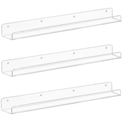 Clear Acrylic Floating Shelves 24 Inches, Transparent Book Shelf Ledge For Wall, Set Of 3 | Wayfair North America