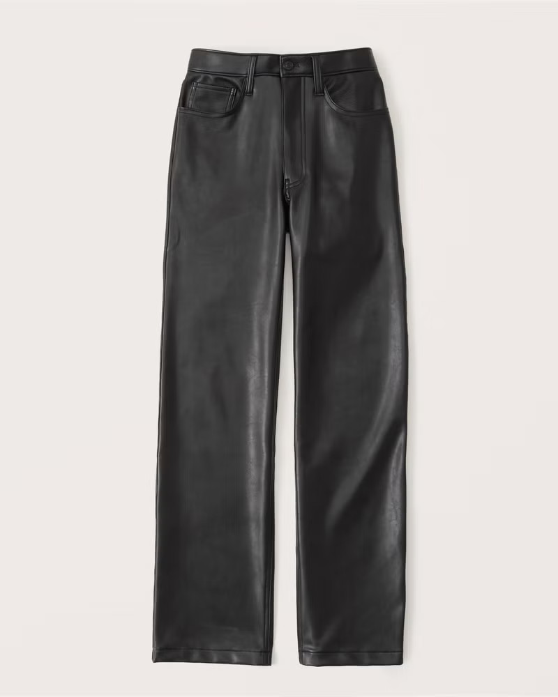 Abercrombie & Fitch Women's Vegan Leather 90s Relaxed Pant in Black - Size 30 SHORT | Abercrombie & Fitch (US)