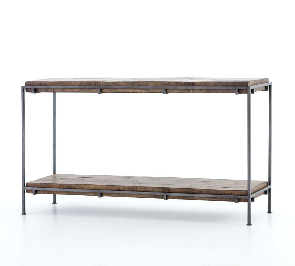 Barton 54&amp;quot; Console, Weathered Hickory &amp;amp; Brass | Pottery Barn (US)