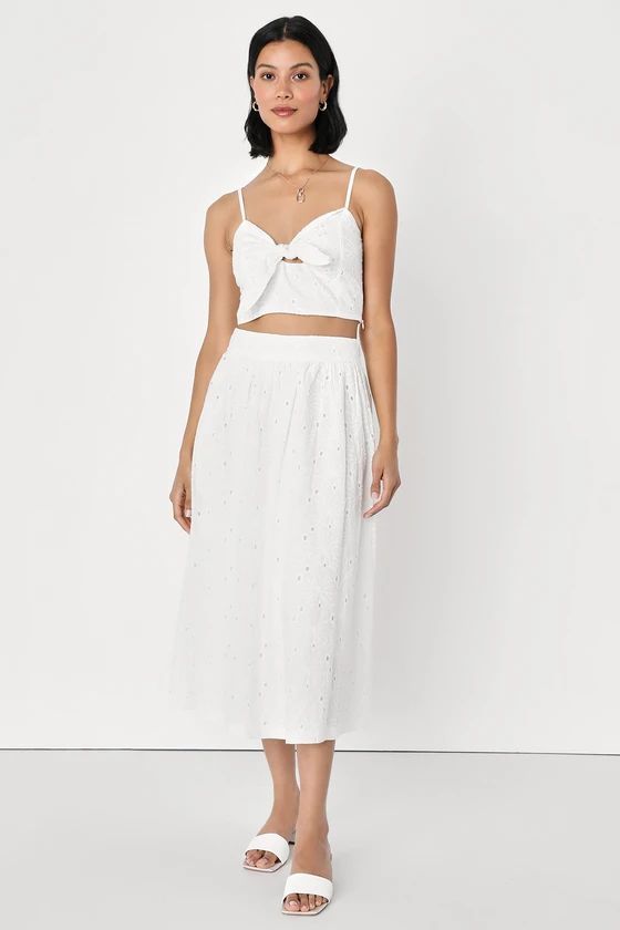 Simple Darling White Eyelet Embroidered Two-Piece Dress | Lulus (US)