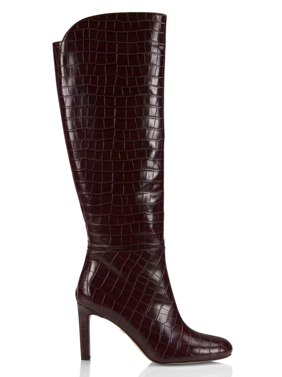 Shauna 2 90MM Crocodile-Embossed Leather Knee-High Boots | Saks Fifth Avenue