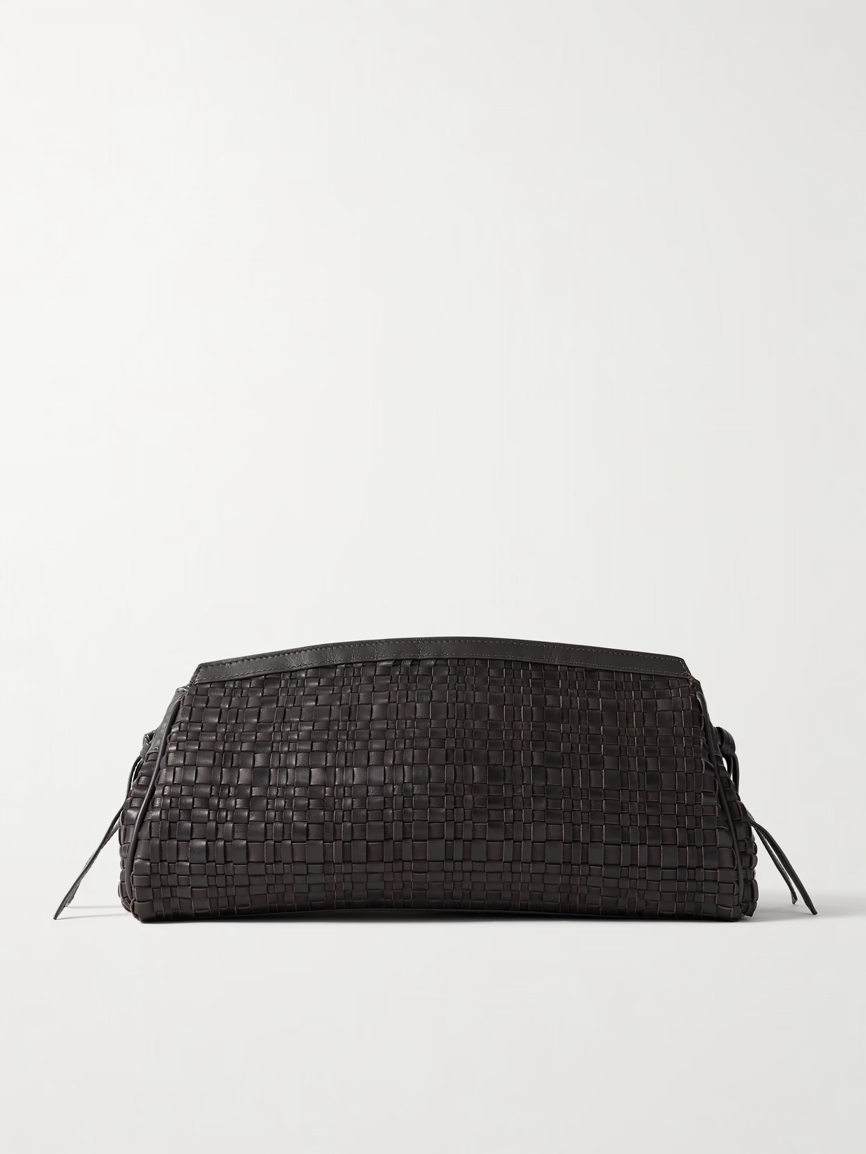 STAUD - Maude Woven Leather Clutch - Brown | NET-A-PORTER (US)