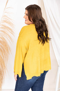 Continue This Journey Mustard Pocket Sweater FINAL SALE | Pink Lily