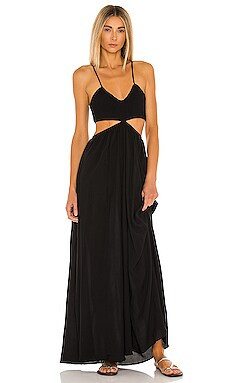 Indah Innocence Solid Smocked Maxi Dress in Black from Revolve.com | Revolve Clothing (Global)