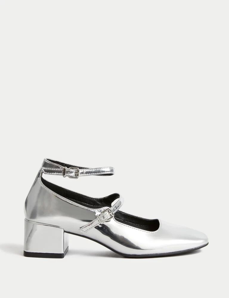 Patent Strappy Block Heel Court Shoes | Marks & Spencer (UK)