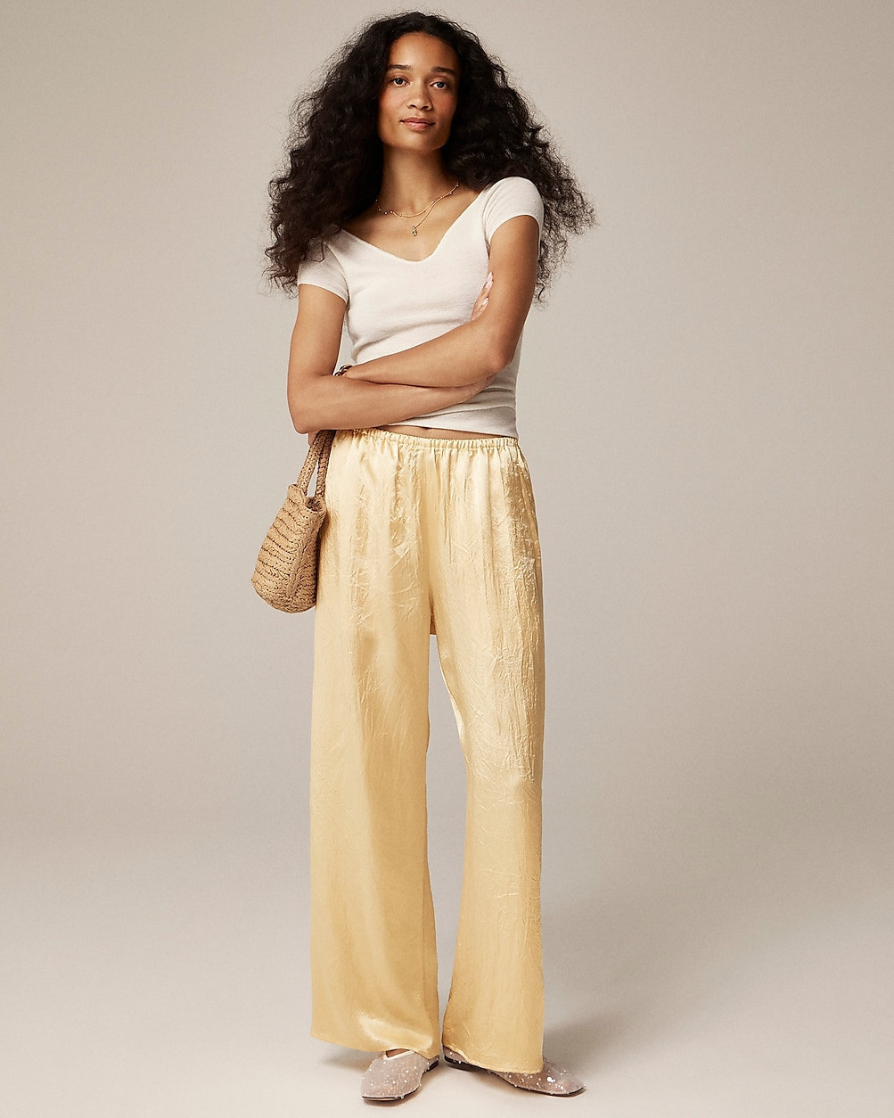 Cosmo cropped pant in textured satin | J. Crew US