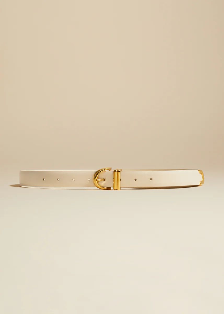 The Bambi Belt in Cream Leather with Gold | Khaite