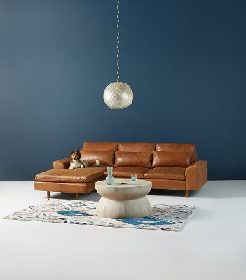 Mirren Reversible Leather Chaise Sectional | Anthropologie (US)