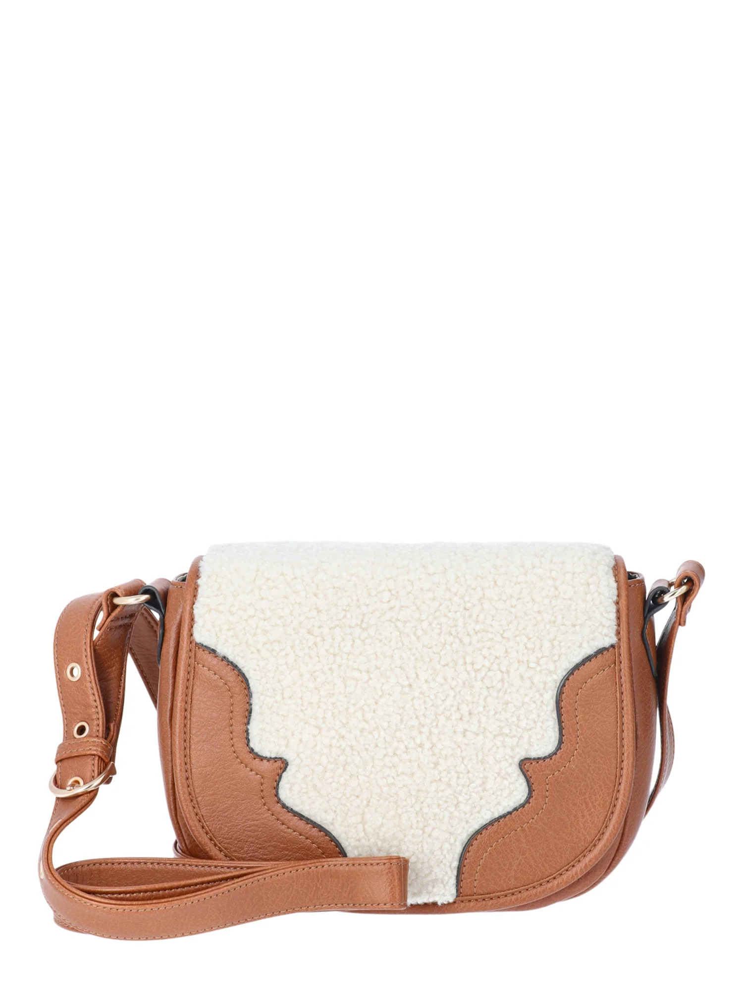 Jessica Simpson Woman's Jessie Crossbody Handbag, Cognac & Faux Shearling | Walmart (US)