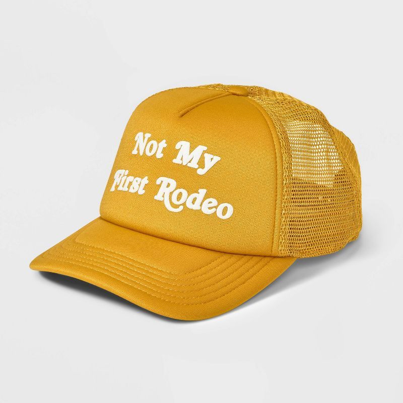 Women's Not My First Rodeo Trucker Hat - Mighty Fine Mustard Yellow | Target