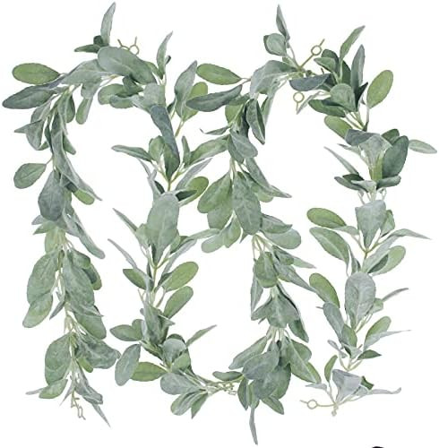 Tinsow 6.2ft Artificial Lambs Ear Greenery Vine Flocked Lambs Ear Garland Soft Faux Vine Greenery an | Amazon (US)