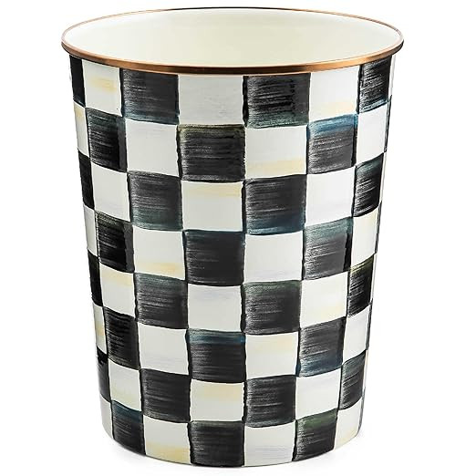 MACKENZIE-CHILDS Waste Bin, Decorative Bedroom Trash Can or Bathroom Trash Can, Black-and-White C... | Amazon (US)
