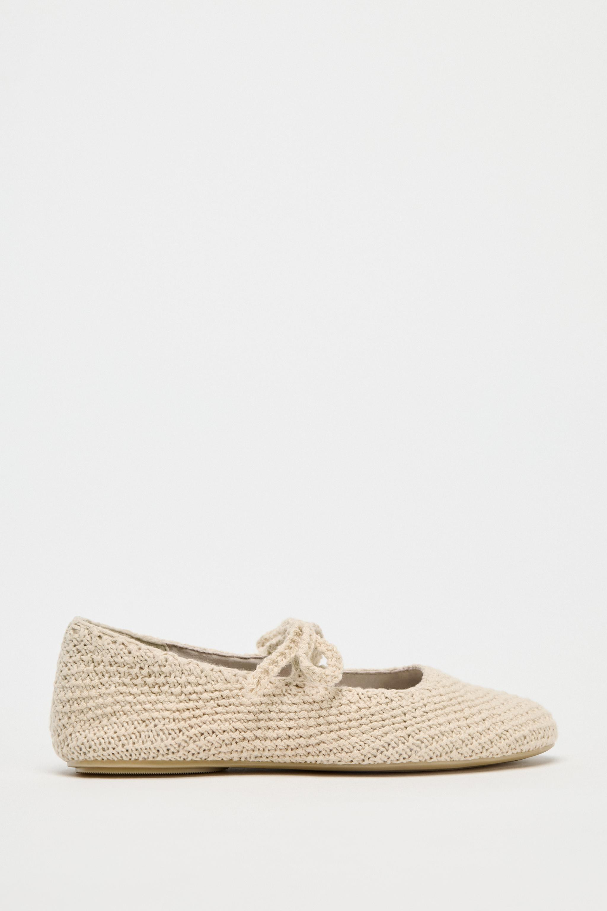 CROCHET BOW BALLET FLATS | Zara US