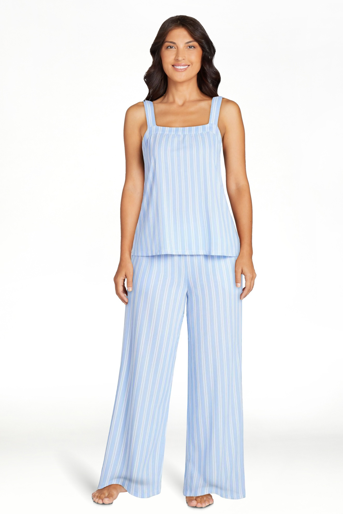 Joyspun Women's Wide Strap Cotton Tank Top and Pants Pajama Set, 2-Piece, Sizes XS-3X | Walmart (US)