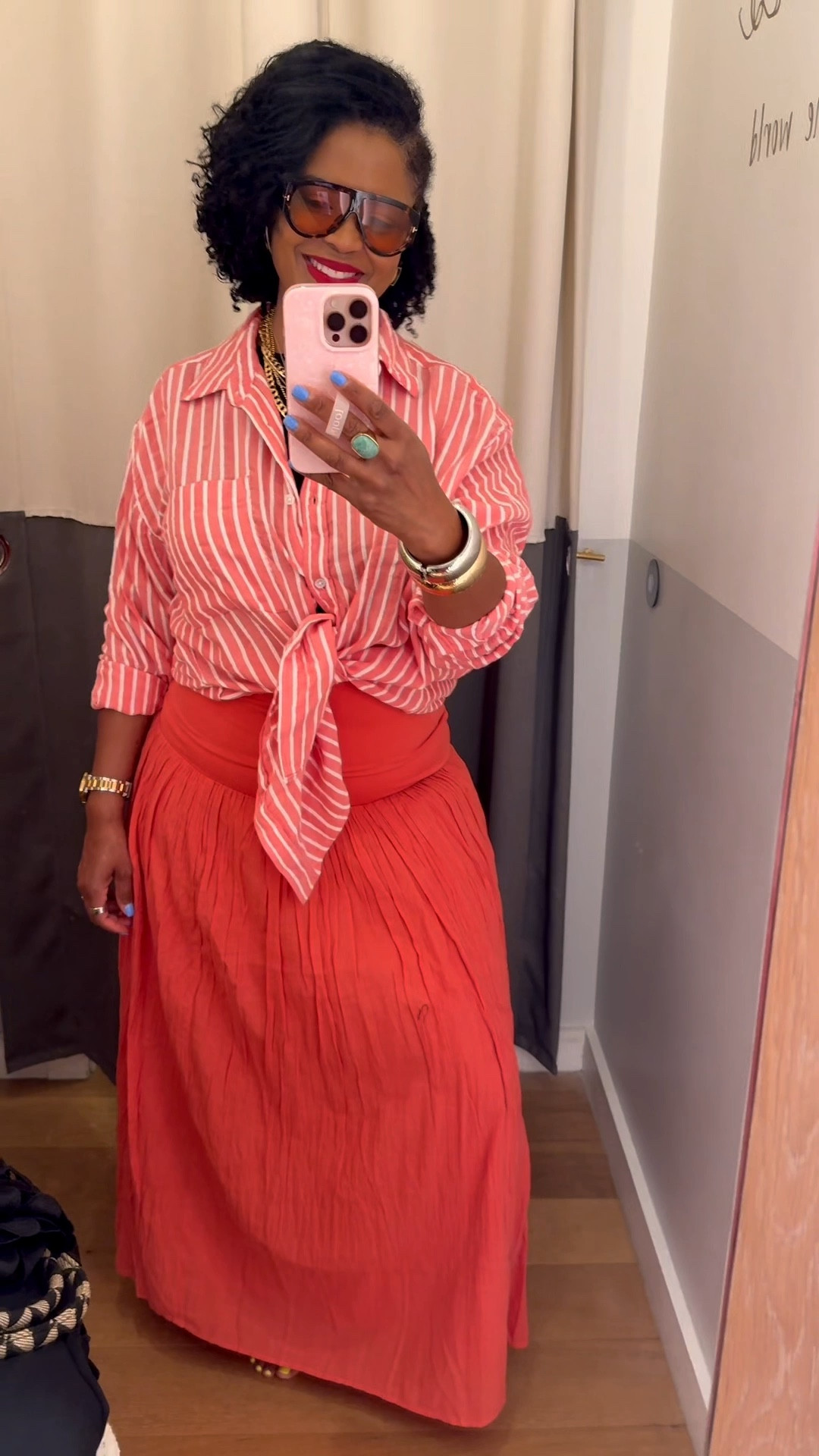 Ok Aerie!!    
First try on for Aerie and I think I’m a fan!! 
Convertible Maxi Skirt/dress- medium 
Stripe Cover up top-large 

#LTKOver40 #LTKWorkwear #LTKMidsize