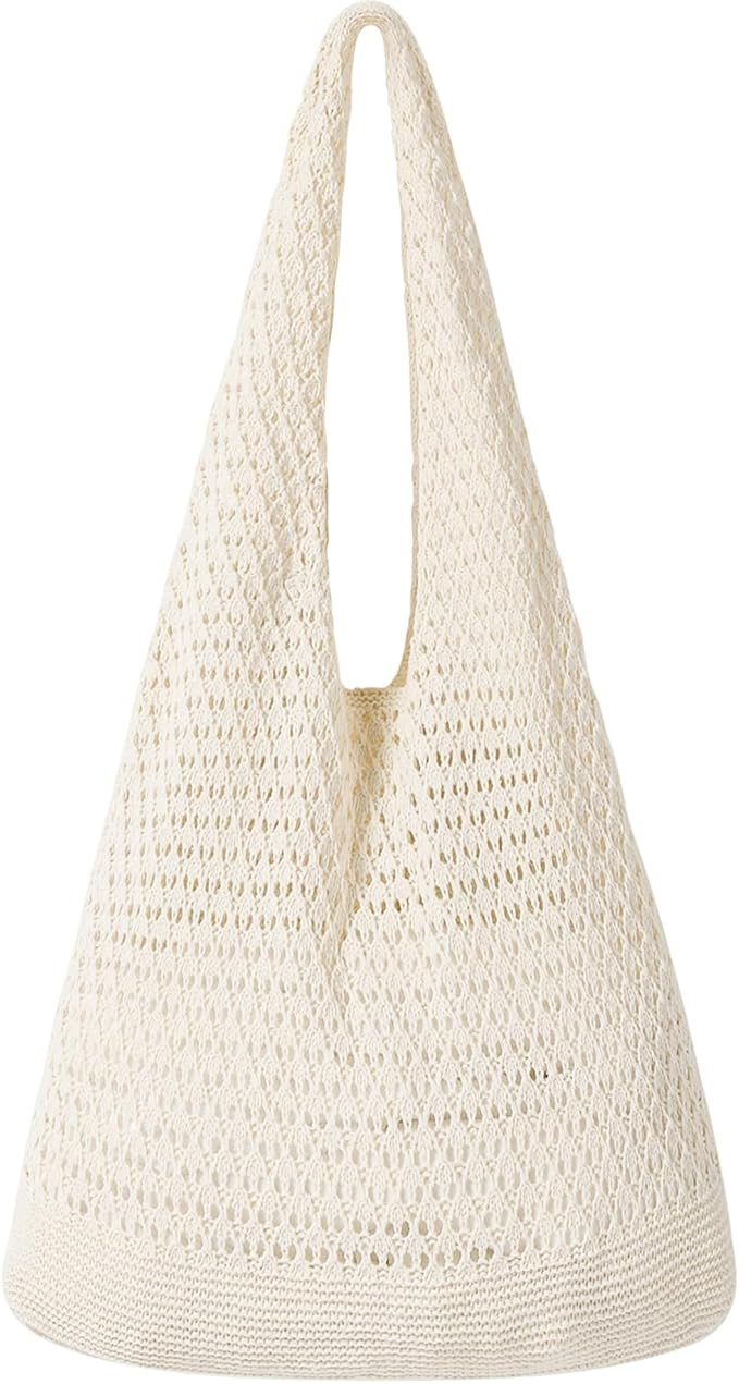 WantGor Crochet Bags, Beach Mesh Tote Bag Womens Shoulder Shopping Handbag Casual Travel Totes Ba... | Amazon (US)