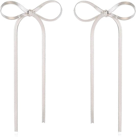 Bow Earrings for Women Pearl Bow Hoop Earrings Gold Silver Drop Dangle Earrings Trendy Bow Pearl ... | Amazon (US)
