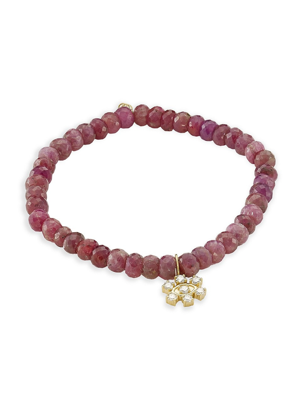 Women's 14K Yellow Gold, Pink Sapphire, & 0.36 TCW Diamond Beaded Stretch Bracelet - Pink | Saks Fifth Avenue