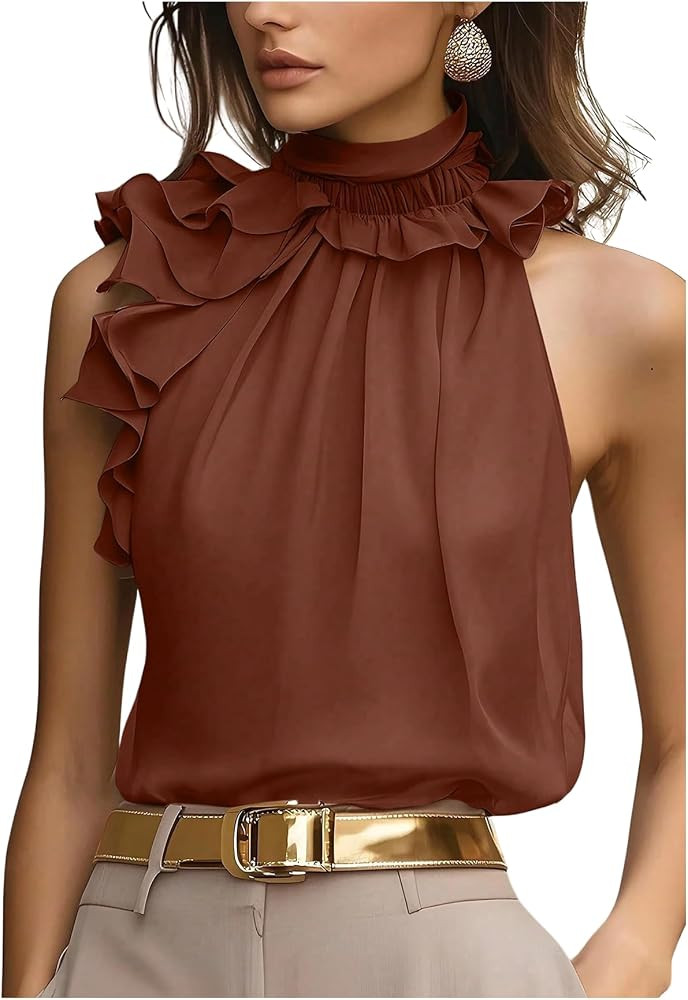 SOLY HUX Women's Elegant Dressy Blouse Halter Top | Amazon (US)