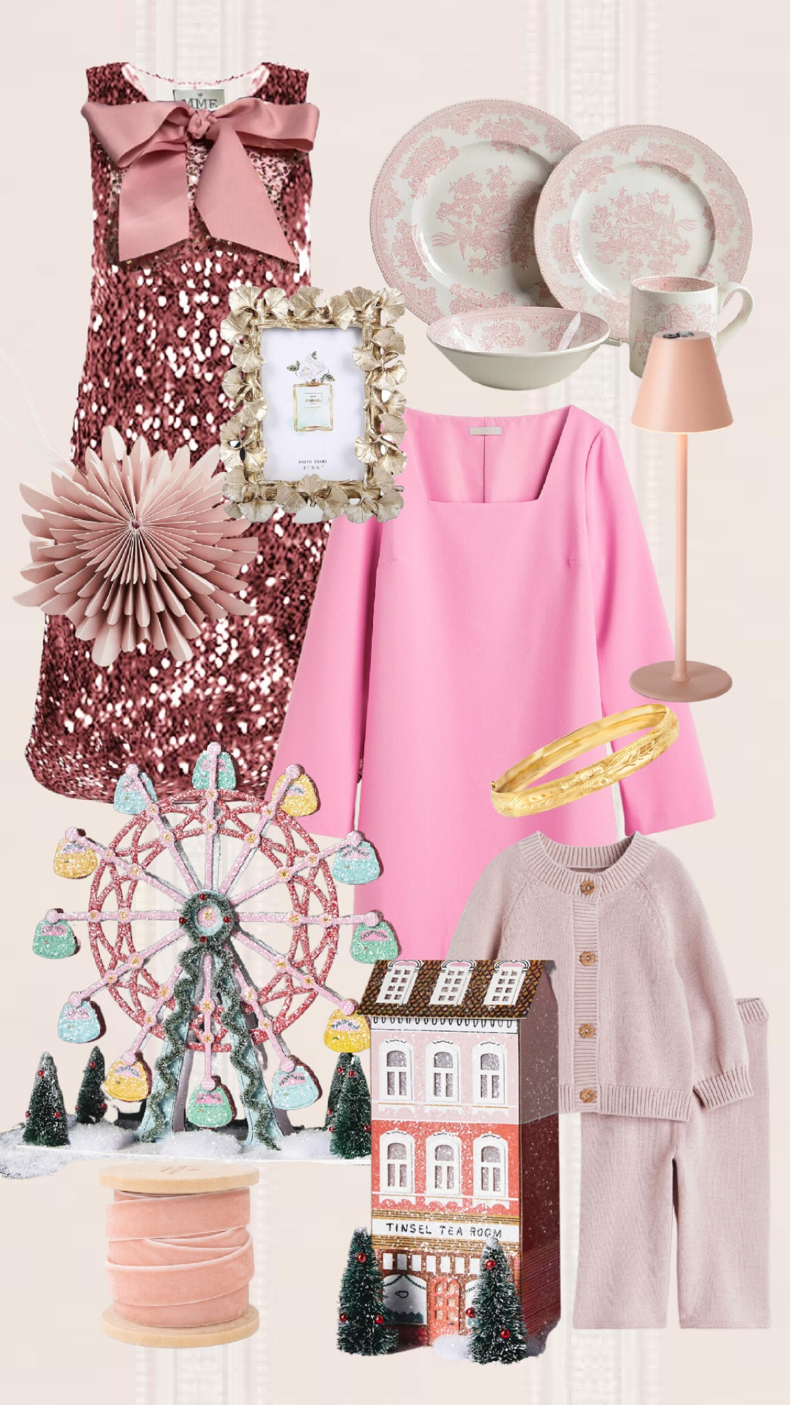 Think PINK for Christmas! Rounded up so many cute items for the Holidays! #pinkdresses #holidaydreses #tablelight #loungeset #etchedbracelet #ornaments #christmashouses 

#LTKHoliday #LTKSeasonal