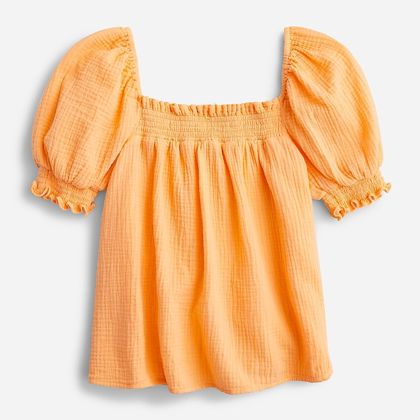 Squareneck puff-sleeve soft gauze top | J. Crew US