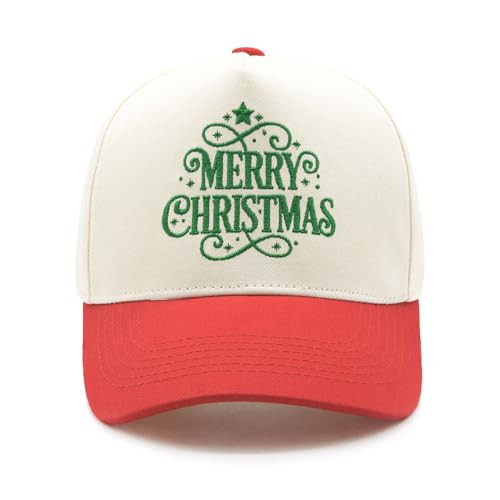 YQZUWUXE Merry Christmas Trucker Hats, Vintage Embroidered Baseball Cap for Men & Women, Trendy Holiday Xmas New Year Gifts for Adult Red | Amazon (US)