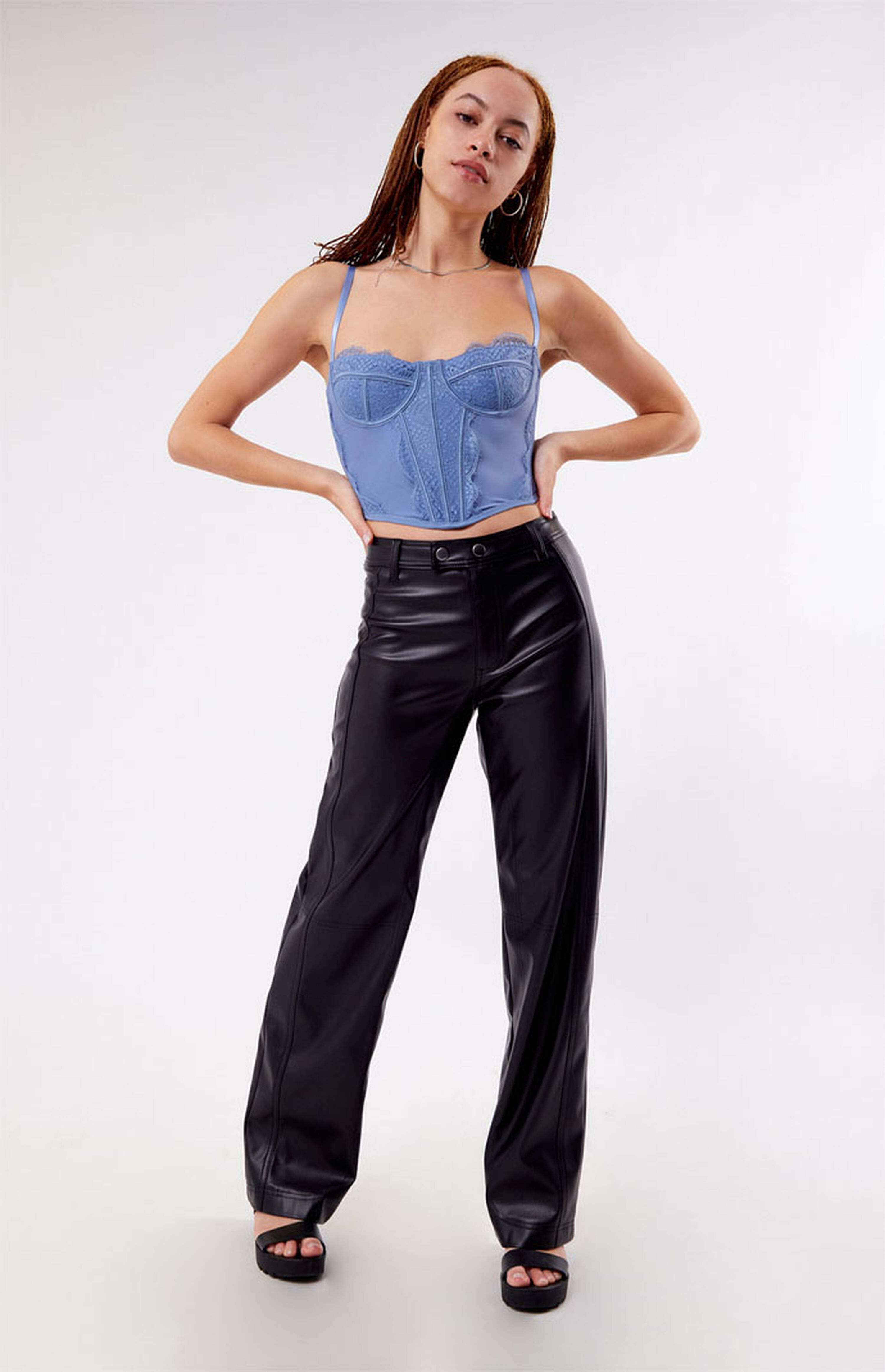 PacSun Faux Leather Low Rise Straight Leg Pants | PacSun