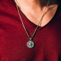 Silver Compass Pendant Necklace For Men, Mens Necklace, Chain Minimalist North Star Jewelry - Gifts  | Etsy (UK)