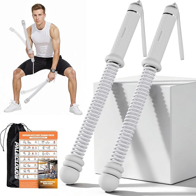 Portable Ropeless Battle Ropes, Adjustable Weights Cordless Battle Ropes for Home Gym with Storag... | Amazon (US)