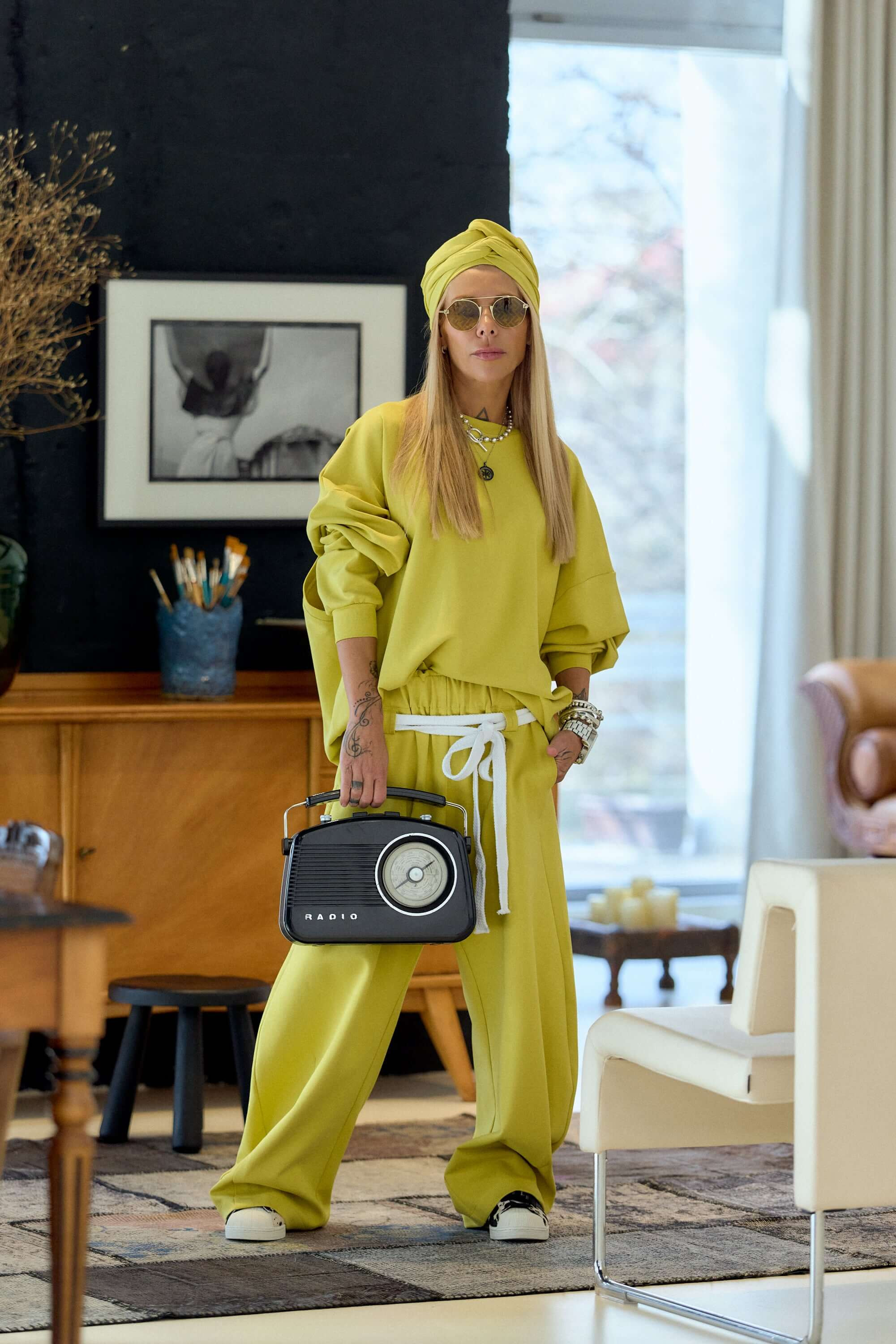 Yellow Oversized Sweat Set with Open Back | Clothes by Locker Room