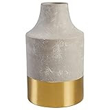 Amazon Brand – Rivet Modern Stoneware Home Decor Flower Vase - 12 x 7.25 Inch, Cement and Gold | Amazon (US)