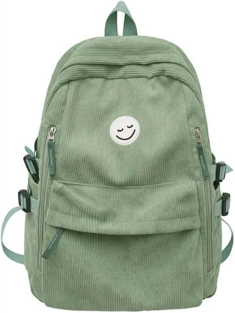 Preppy Backpack Smiley Face Corduroy Backpack Cute Academia Aesthetic Backpack Autumn Corduroy Ba... | Walmart (US)