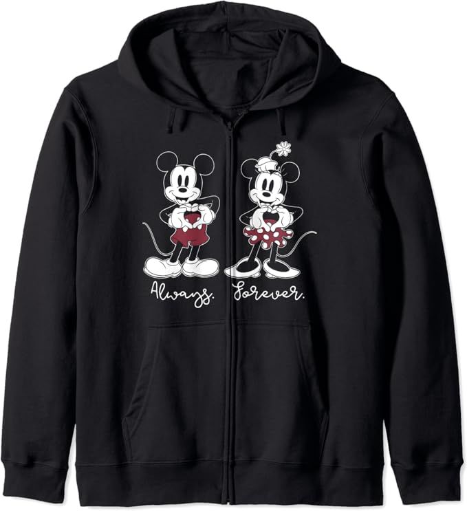 Disney Mickey And Friends Mickey And Minnie Always Forever Zip Hoodie | Amazon (US)