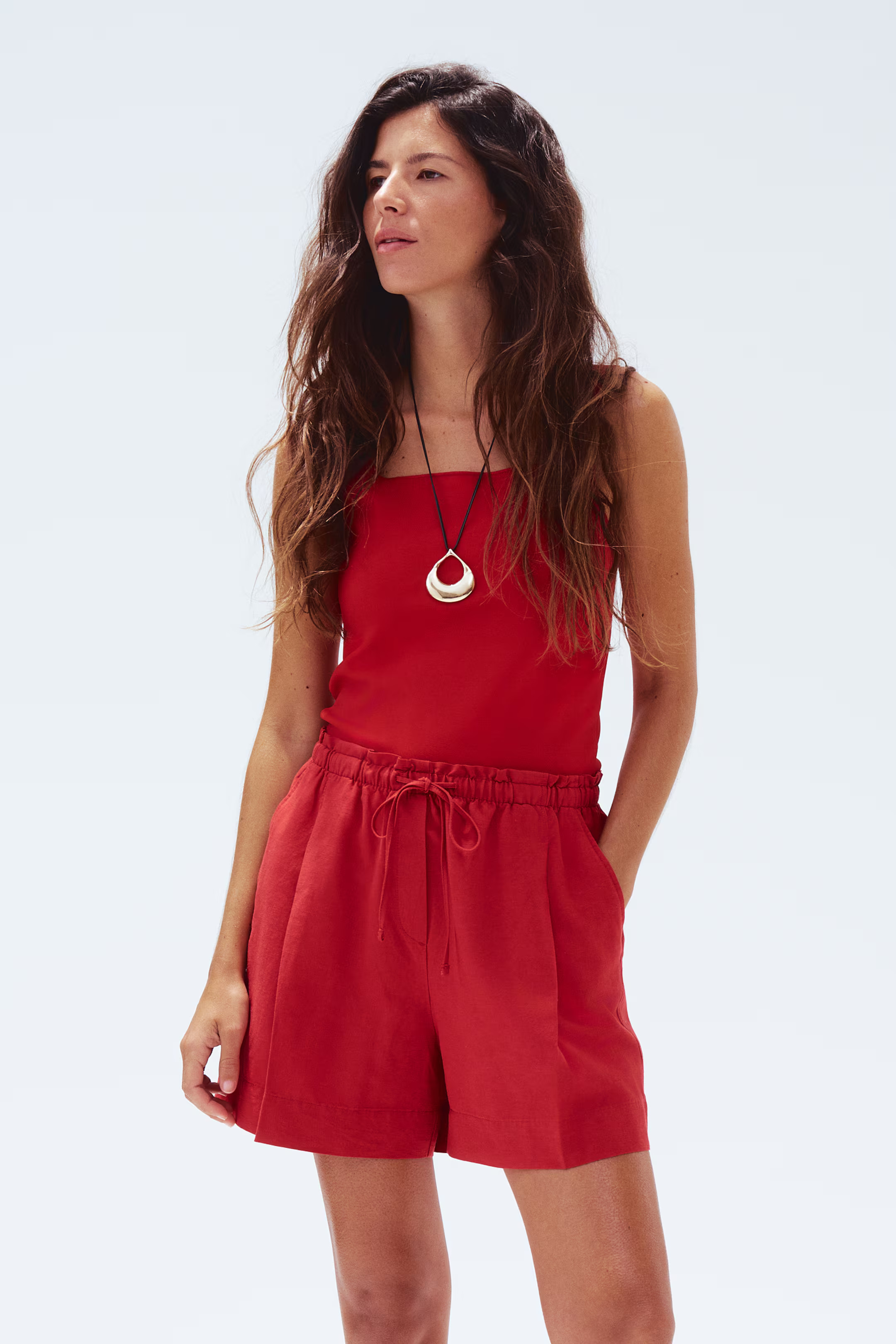 Linen-Blend Drawstring Shorts | H&M (US + CA)