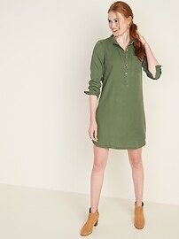 Tencel® Chest-Pocket Shirt Dress for Women | Old Navy (US)